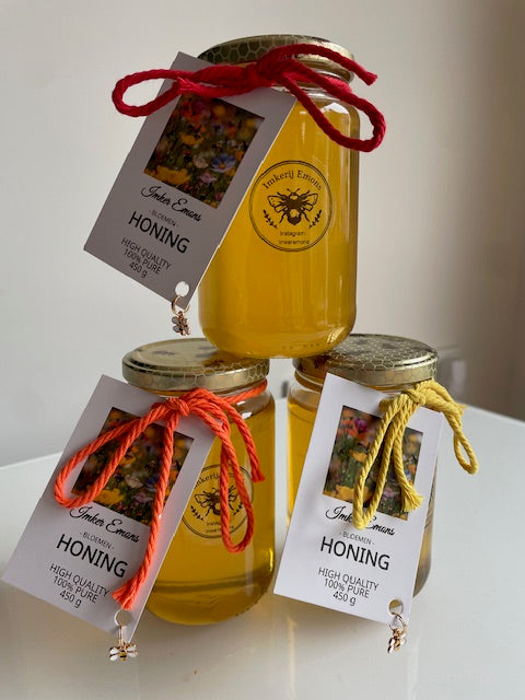 3 potten bloemen honing